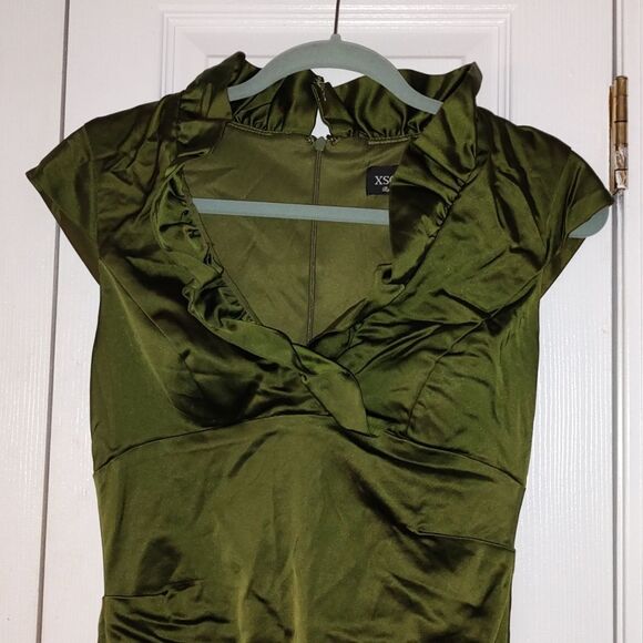 Xscape by Joanna Chen olivegreen fitted formal prom cocktail evening gown dress - Picture 3 of 8